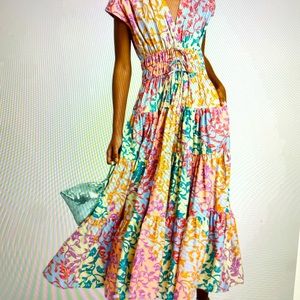 Derek Lam 10 Crosby vibrant summer floral cotton dress Size 8.  Worn one time.